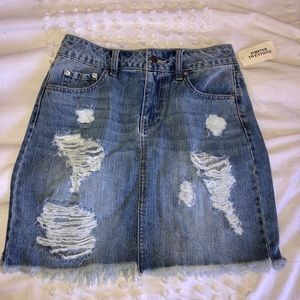 NWT Distressed Denim Skirt